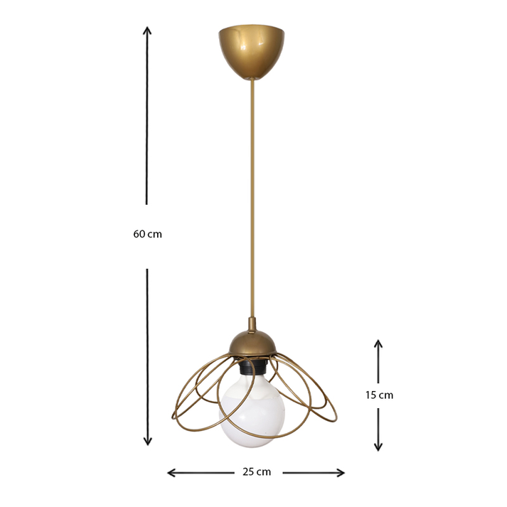 Φωτιστικό οροφής Zufash E14 μεταλλικό μονόφωτο χρώμα χρυσό 25x25x60εκ.
