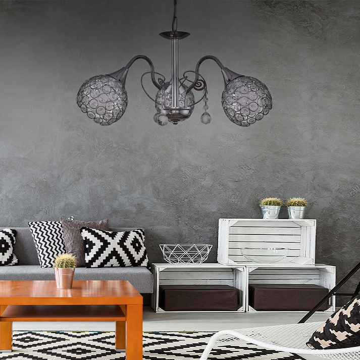 Φωτιστικό οροφής Dagobert E27 μεταλλικό τρίφωτο χρώμα ασημί 53x53x61εκ.