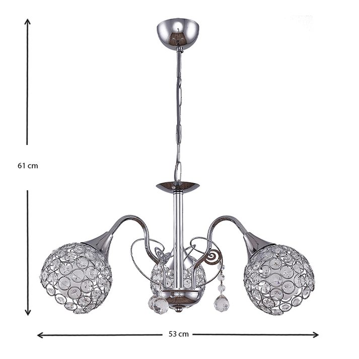 Φωτιστικό οροφής Dagobert E27 μεταλλικό τρίφωτο χρώμα ασημί 53x53x61εκ.