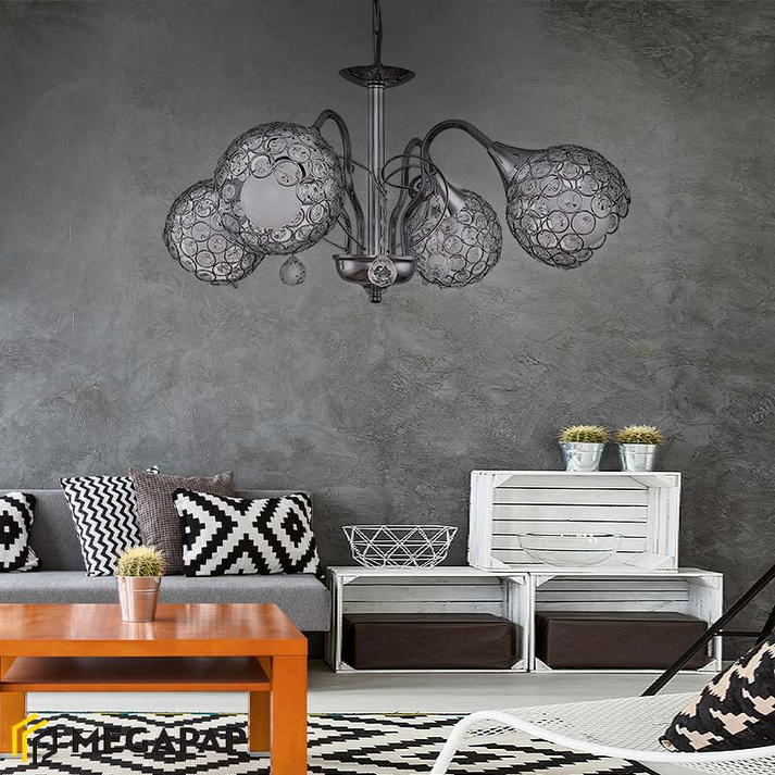 Φωτιστικό οροφής Dagobert E27 μεταλλικό τετράφωτο χρώμα ασημί 58x58x61εκ.