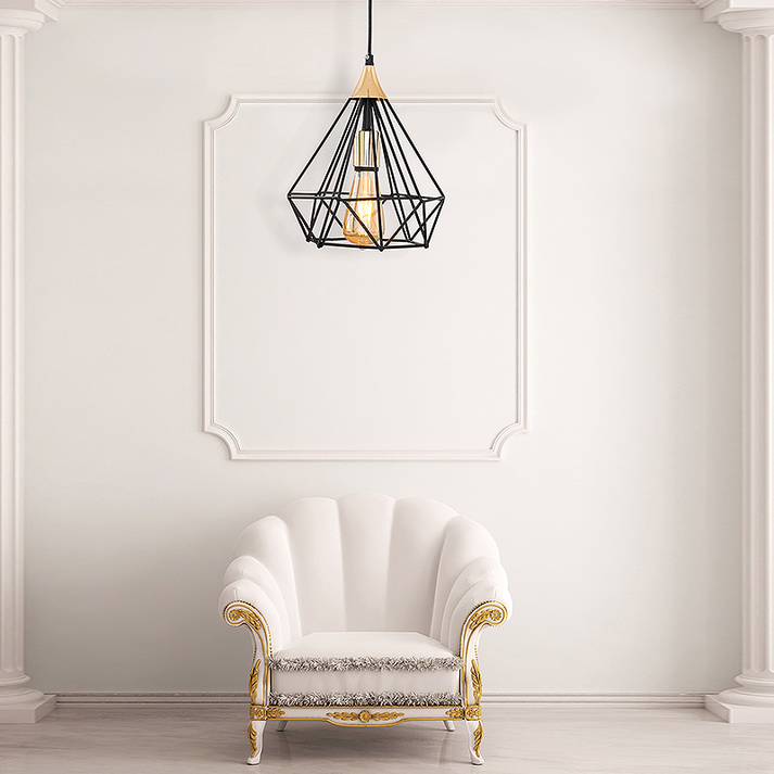 Φωτιστικό οροφής Hideki E27 μεταλλικό μονόφωτο χρώμα μαύρο 22x22x80εκ.