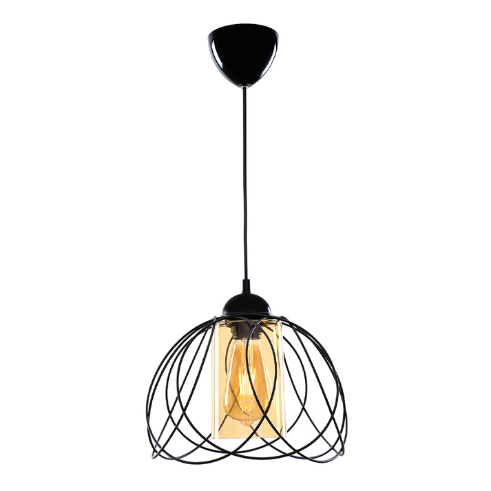 Φωτιστικό οροφής Abilene E27 μεταλλικό μονόφωτο χρώμα μαύρο 26x26x68εκ.