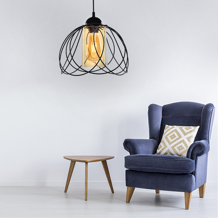 Φωτιστικό οροφής Abilene E27 μεταλλικό μονόφωτο χρώμα μαύρο 26x26x68εκ.