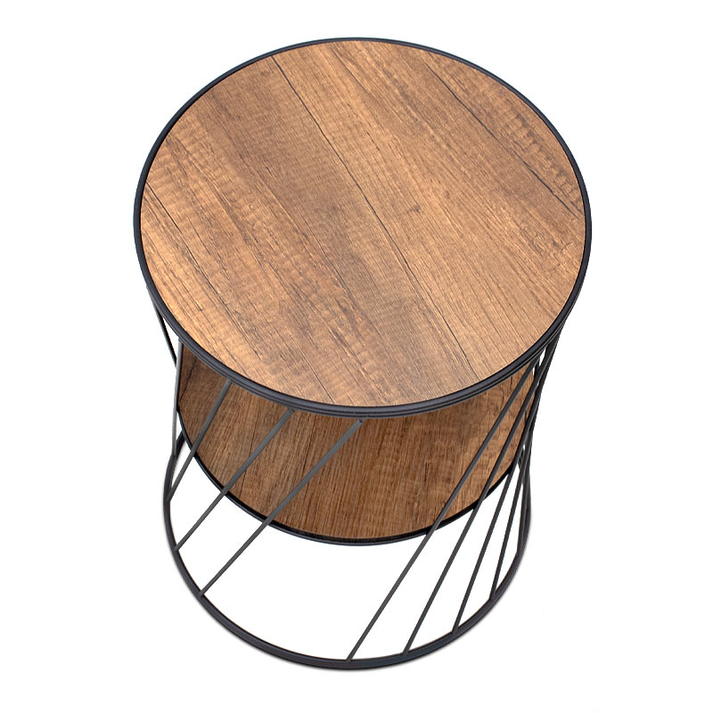 Βοηθητικό τραπεζάκι Jaspin μεταλλικό - Mdf χρώμα μαύρο - καρυδί 32x32x44εκ.