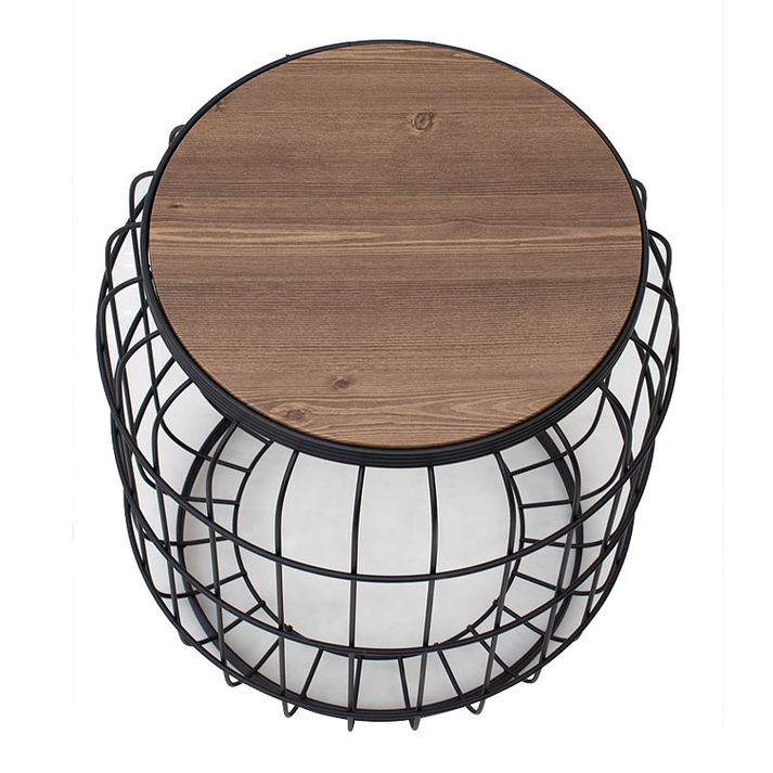 Τραπεζάκι βοηθητικό Muller μεταλλικό - Mdf χρώμα μαύρο - καρυδί 35x35x47εκ.