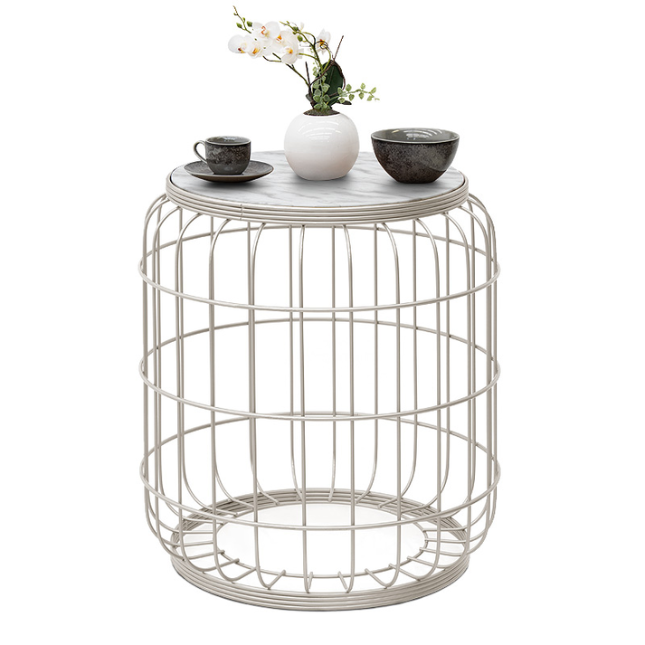 Τραπεζάκι βοηθητικό Muller μεταλλικό - Mdf χρώμα λευκό 35x35x47εκ.