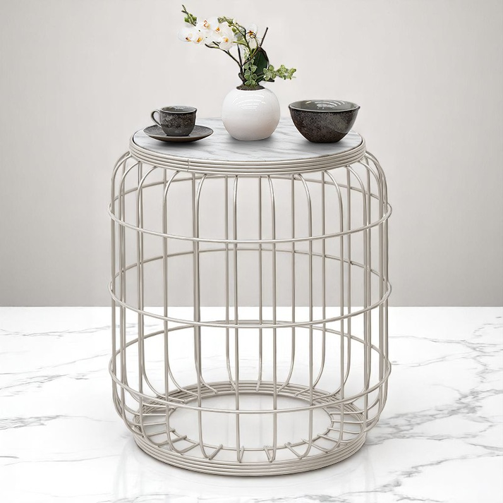 Τραπεζάκι βοηθητικό Muller μεταλλικό - Mdf χρώμα λευκό 35x35x47εκ.