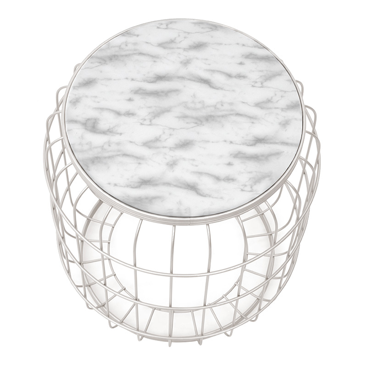 Τραπεζάκι βοηθητικό Muller μεταλλικό - Mdf χρώμα λευκό 35x35x47εκ.