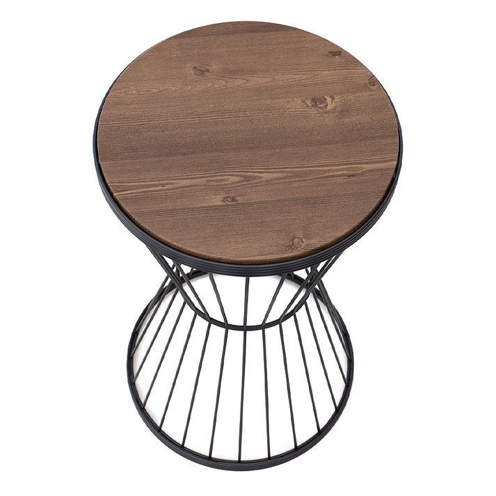 Βοηθητικό τραπεζάκι Hoffman μεταλλικό - Mdf χρώμα μαύρο - καρυδί 35x35x58εκ.