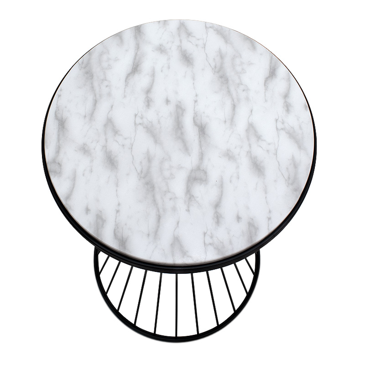 Βοηθητικό τραπεζάκι Hoffman μεταλλικό - Mdf χρώμα μαύρο - λευκό εφέ μαρμάρου 35x35x58εκ.