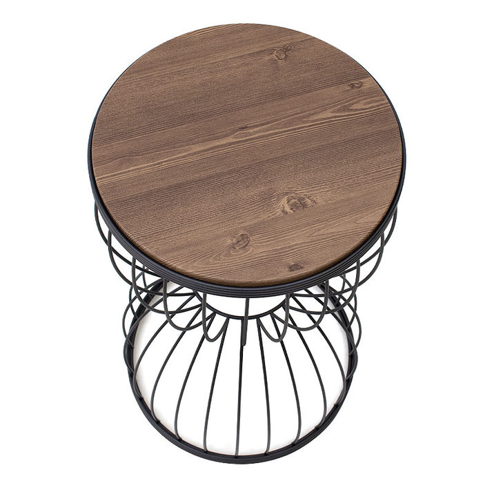 Βοηθητικό τραπεζάκι Pino μεταλλικό - Mdf χρώμα μαύρο - καρυδί 35x35x58εκ.