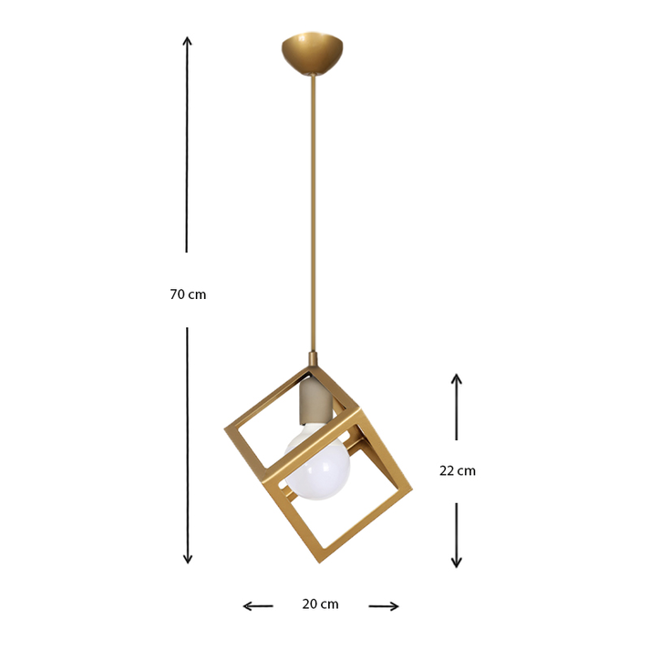 Φωτιστικό οροφής Thora E27 μεταλλικό μονόφωτο χρώμα χρυσό ματ 22x22x70εκ.