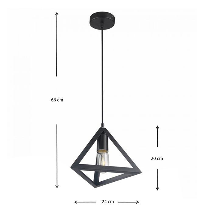 Φωτιστικό οροφής Roshan E27 μεταλλικό μονόφωτο χρώμα μαύρο 24x24x66εκ.