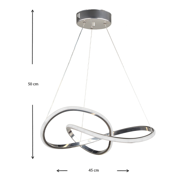 Φωτιστικό οροφής Led Luciano μεταλλικό μονόφωτο χρώμα ασημί 47x40x60εκ.