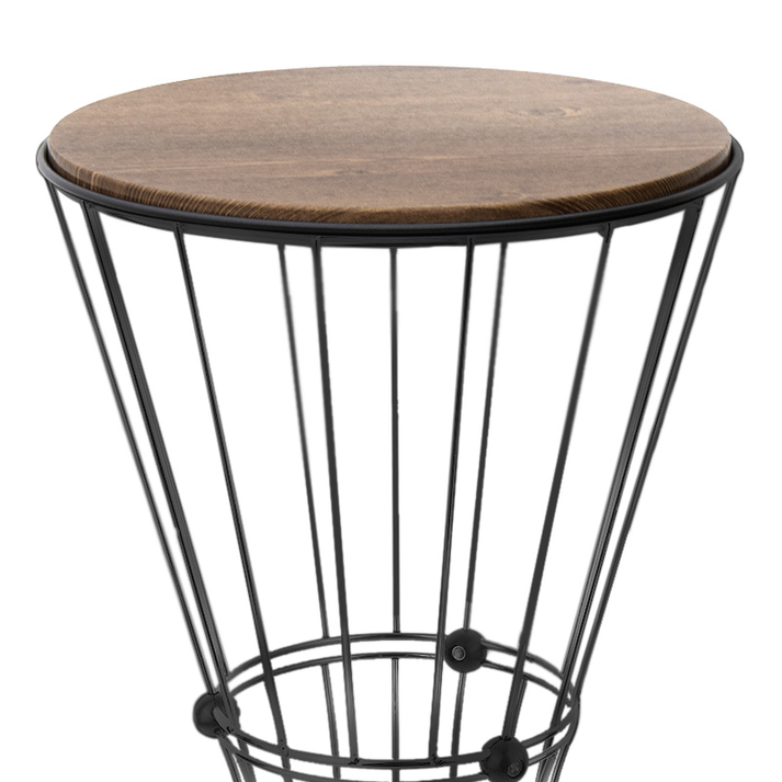 Βοηθητικό τραπεζάκι Girene μεταλλικό - Mdf χρώμα μαύρο - καρυδί 32x32x58εκ.