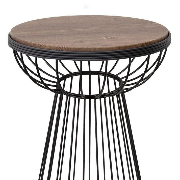 Βοηθητικό τραπεζάκι Mantare μεταλλικό - Mdf χρώμα μαύρο - καρυδί 35x35x58εκ.