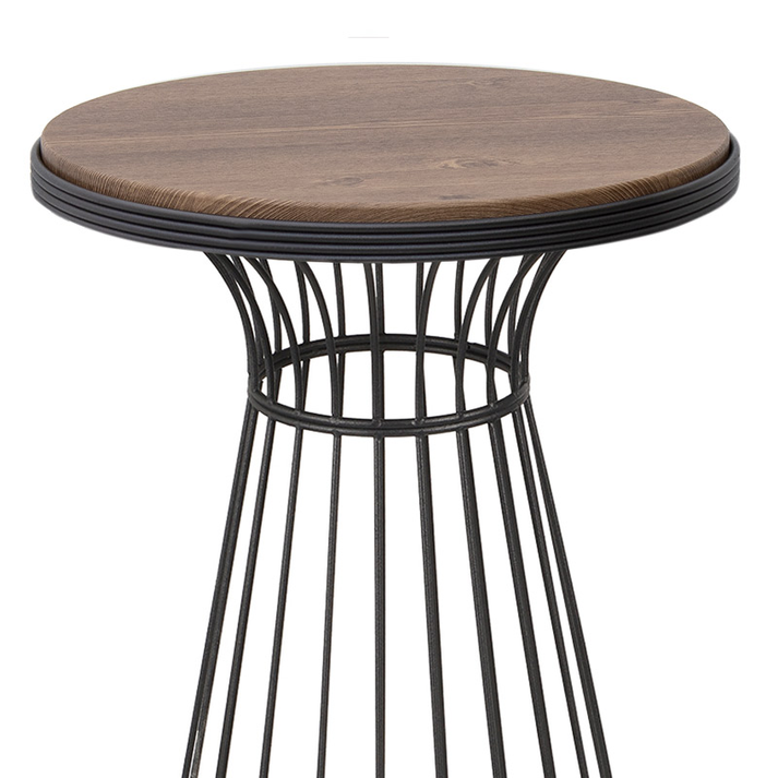 Βοηθητικό τραπεζάκι Tekosi μεταλλικό - Mdf χρώμα μαύρο - καρυδί 35x35x58εκ.