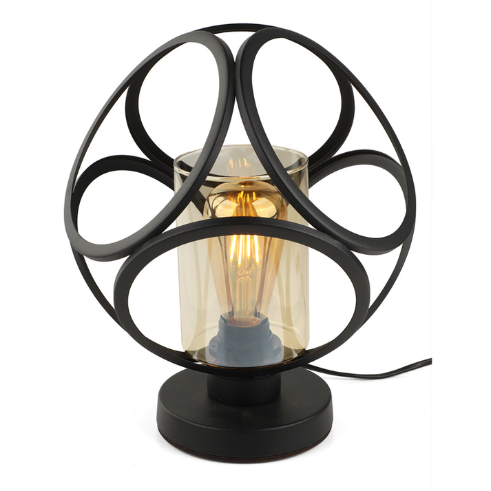 Φωτιστικό επιτραπέζιο Silvia E27 μεταλλικό χρώμα μαύρο 20x20x25εκ.