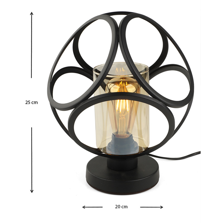 Φωτιστικό επιτραπέζιο Silvia E27 μεταλλικό χρώμα μαύρο 20x20x25εκ.