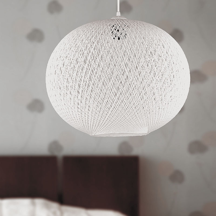 Φωτιστικό οροφής Visca E27 από σχοινί μονόφωτο χρώμα λευκό 35x35x75εκ.