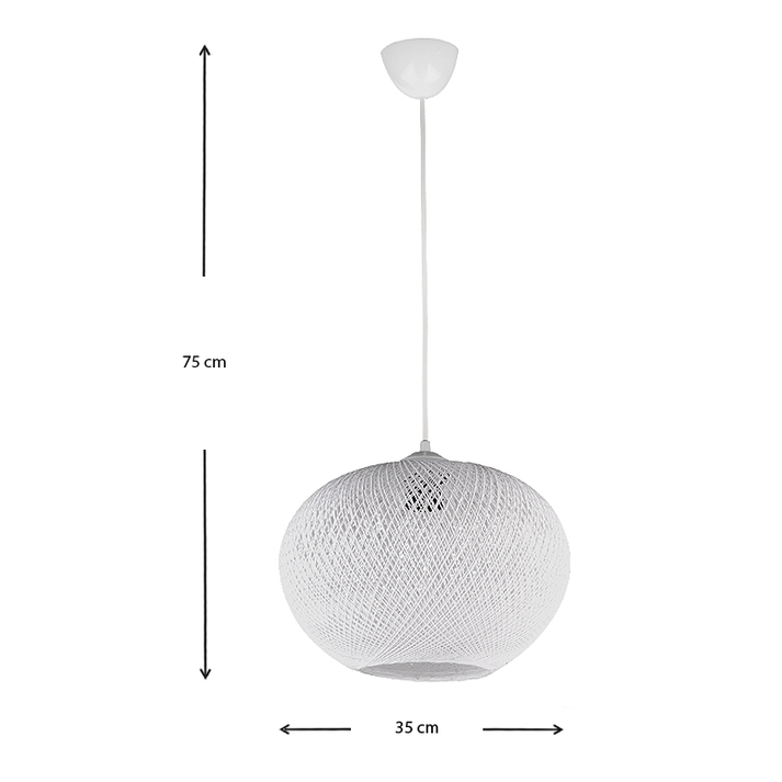 Φωτιστικό οροφής Visca E27 από σχοινί μονόφωτο χρώμα λευκό 35x35x75εκ.