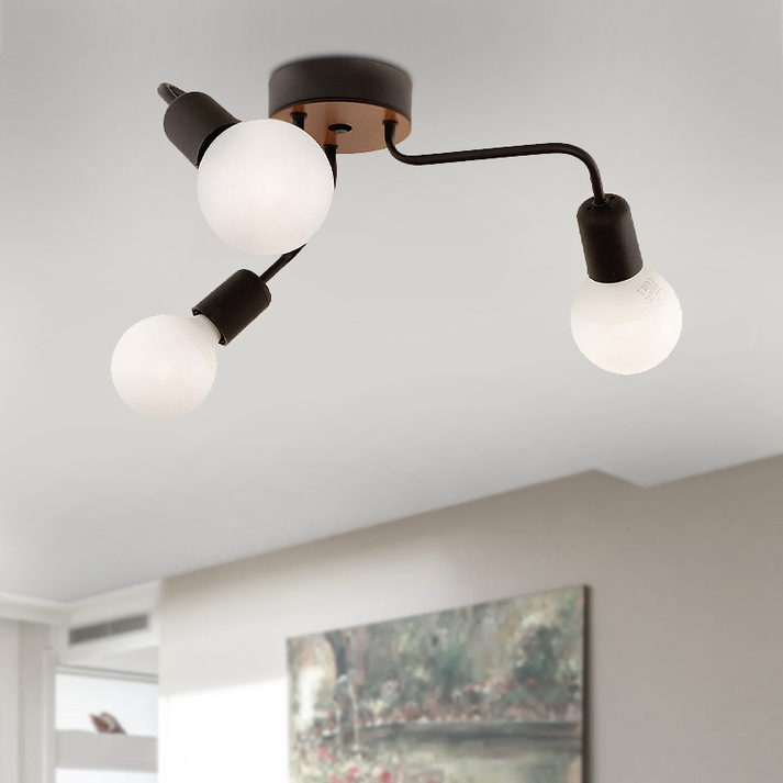 Φωτιστικό οροφής Salvi E27 μεταλλικό τρίφωτο χρώμα μαύρο 44x44x10εκ.