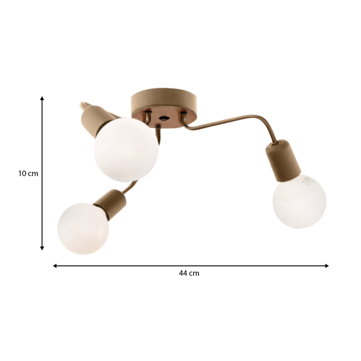Φωτιστικό οροφής Salvi E27 μεταλλικό τρίφωτο χρώμα χρυσό 44x44x10εκ.