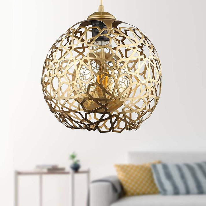 Φωτιστικό οροφής Dominico E27 μεταλλικό μονόφωτο χρώμα χρυσό 24x24x70εκ.