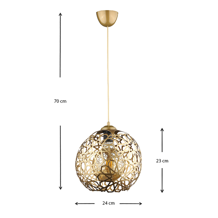 Φωτιστικό οροφής Dominico E27 μεταλλικό μονόφωτο χρώμα χρυσό 24x24x70εκ.