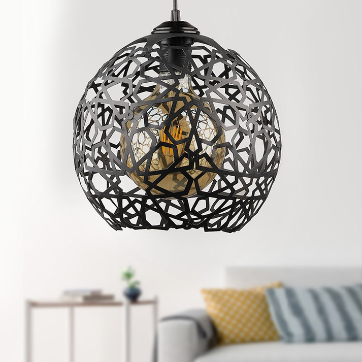 Φωτιστικό οροφής Dominico E27 μεταλλικό μονόφωτο χρώμα μαύρο 24x24x70εκ.