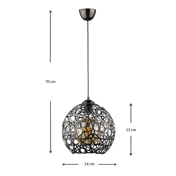 Φωτιστικό οροφής Dominico E27 μεταλλικό μονόφωτο χρώμα μαύρο 24x24x70εκ.