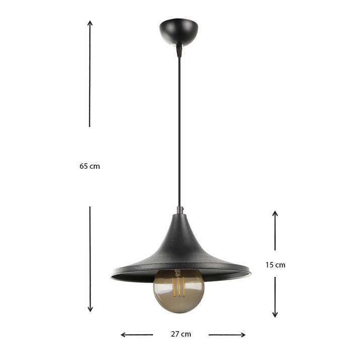 Φωτιστικό οροφής Silia E27 μεταλλικό μονόφωτο χρώμα μαύρο 27x27x65εκ.