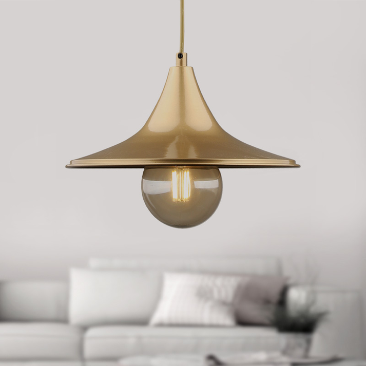 Φωτιστικό οροφής Silia E27 μεταλλικό μονόφωτο χρώμα χρυσό 27x27x65εκ.