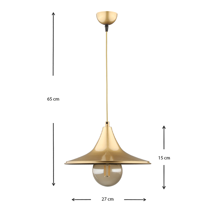Φωτιστικό οροφής Silia E27 μεταλλικό μονόφωτο χρώμα χρυσό 27x27x65εκ.