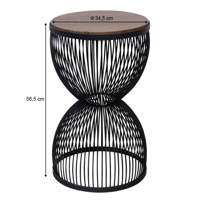 Τραπεζάκι βοηθητικό Stella μεταλλικό - Mdf χρώμα μαύρο - καρυδί Ø34,5x56,5εκ.