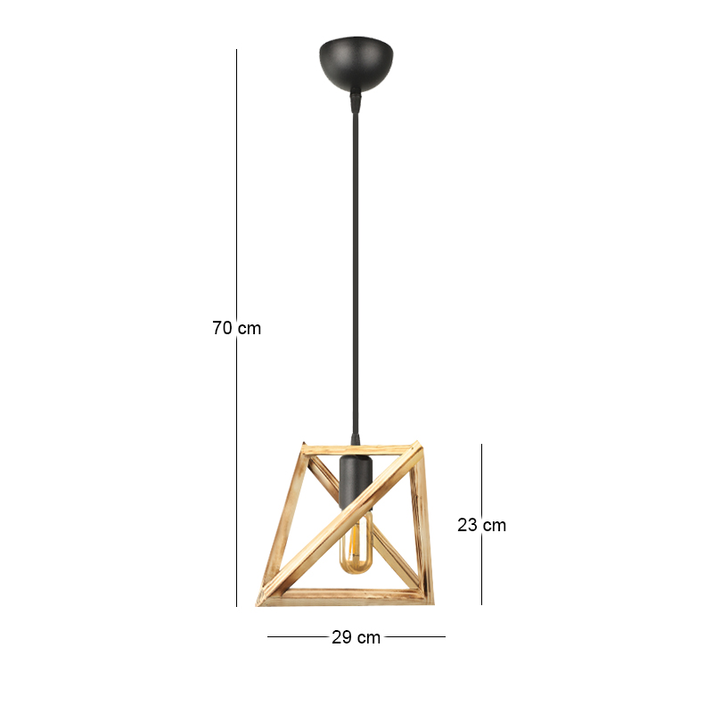 Φωτιστικό οροφής Piramit E27 ξύλινο μονόφωτο χρώμα φυσικό 29x25x70εκ.