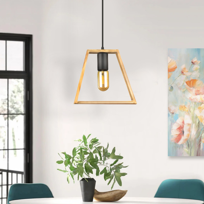 Φωτιστικό οροφής Tekli E27 ξύλινο μονόφωτο χρώμα φυσικό 23x3x70εκ.