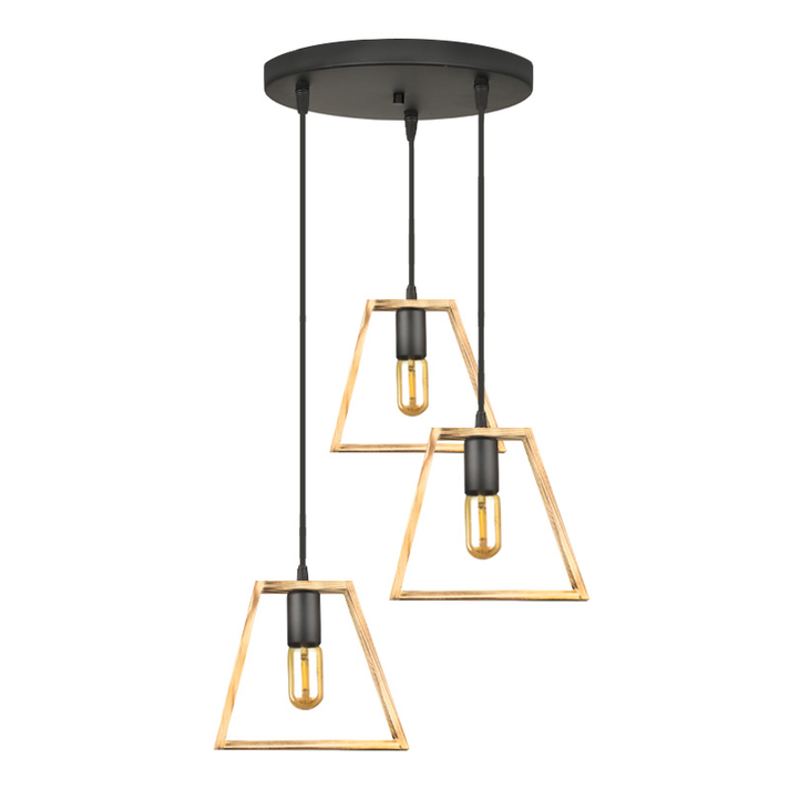 Φωτιστικό οροφής Tekli E27 ξύλινο τρίφωτο χρώμα φυσικό 40x30x90εκ.