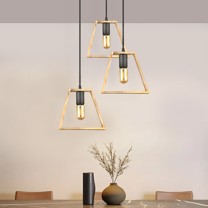 Φωτιστικό οροφής Tekli E27 ξύλινο τρίφωτο χρώμα φυσικό 40x30x90εκ.