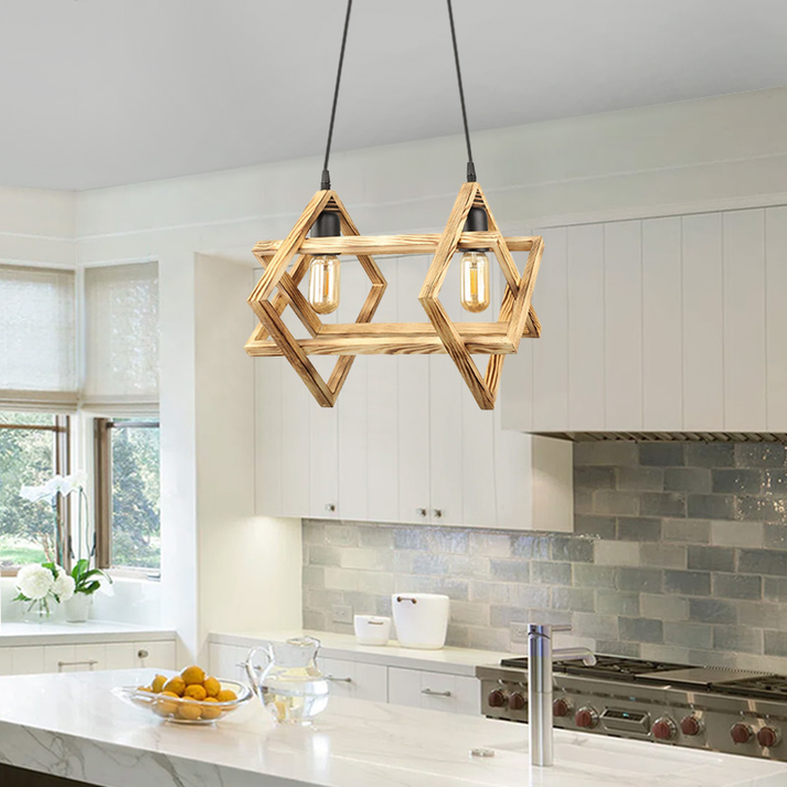 Φωτιστικό οροφής Pedora E27 ξύλινο δίφωτο χρώμα φυσικό 40x22x80εκ.