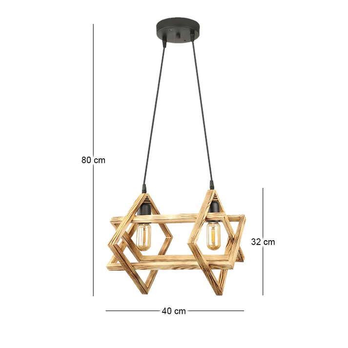 Φωτιστικό οροφής Pedora E27 ξύλινο δίφωτο χρώμα φυσικό 40x22x80εκ.