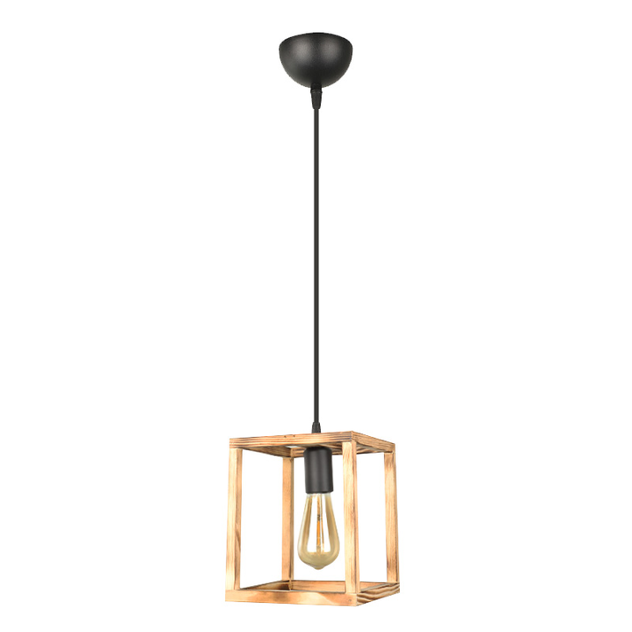 Φωτιστικό οροφής Kubo E27 ξύλινο μονόφωτο χρώμα φυσικό 18x18x65εκ.