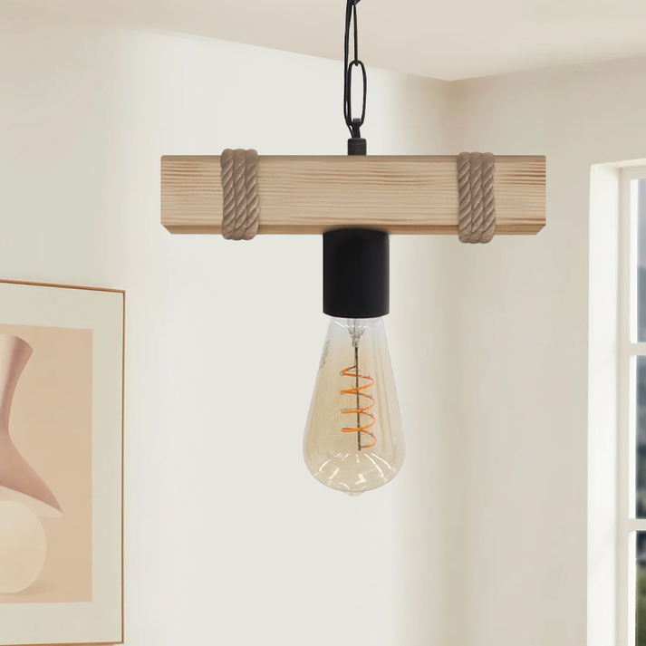 Φωτιστικό οροφής Vero E27 ξύλινο μονόφωτο χρώμα φυσικό 25x8x65εκ.