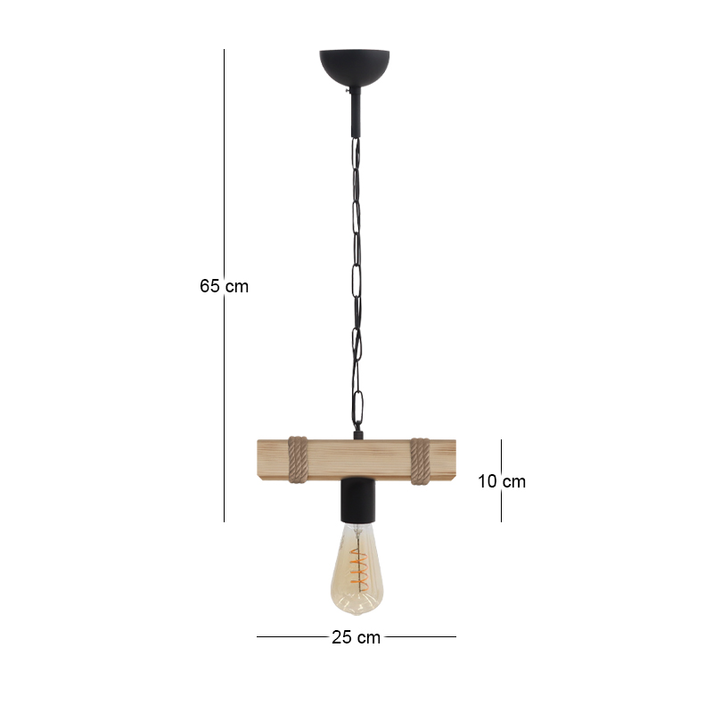 Φωτιστικό οροφής Vero E27 ξύλινο μονόφωτο χρώμα φυσικό 25x8x65εκ.