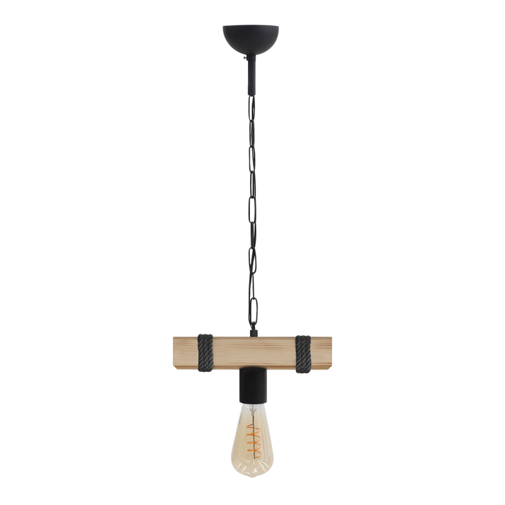 Φωτιστικό οροφής Vero E27 ξύλινο μονόφωτο χρώμα φυσικό - μαύρο 25x8x65εκ.