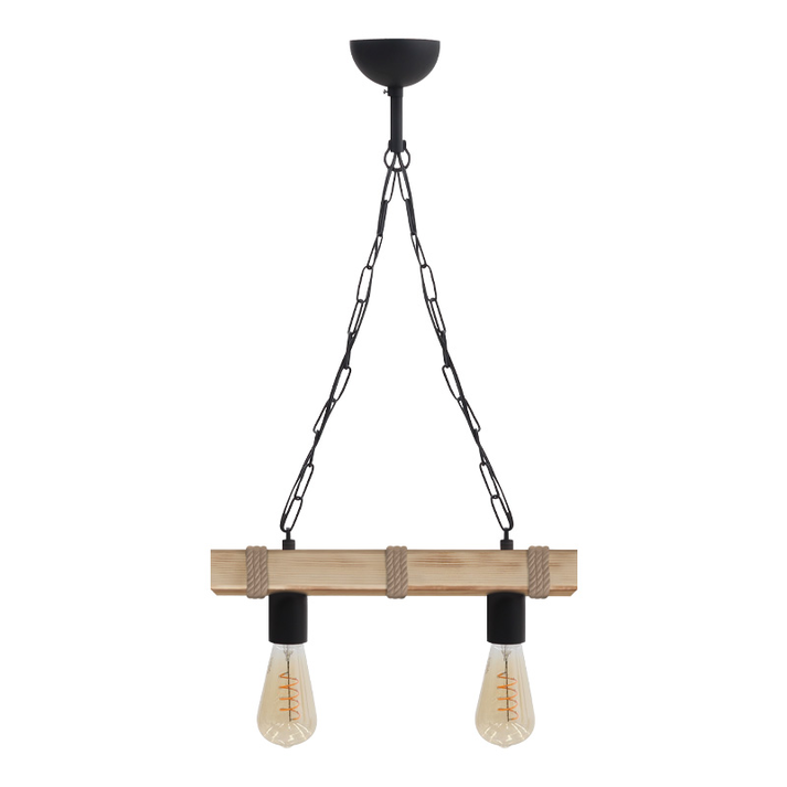 Φωτιστικό οροφής Vero E27 ξύλινο δίφωτο χρώμα φυσικό 40x8x65εκ.