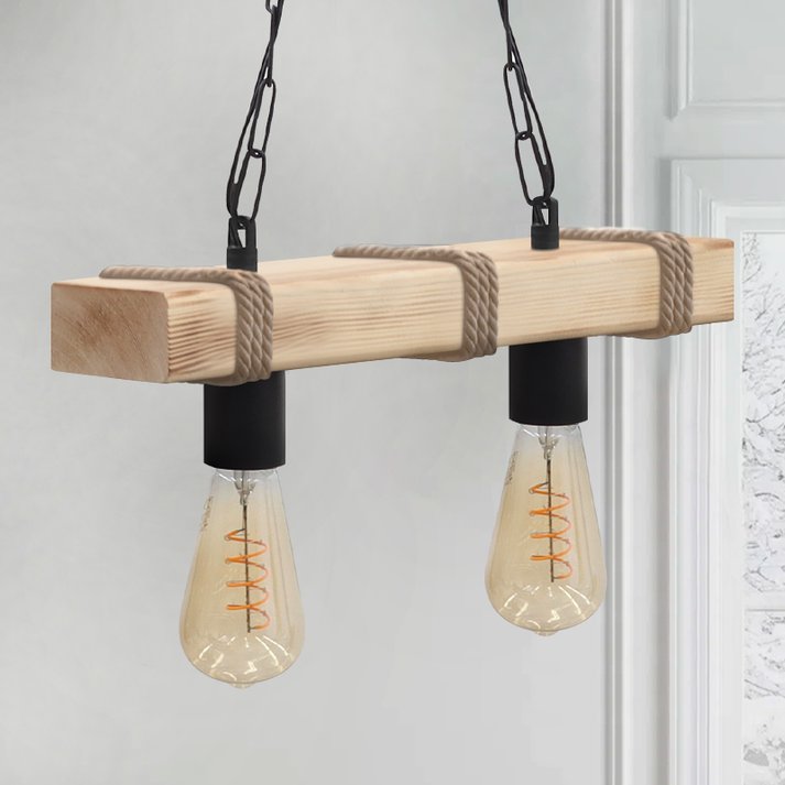 Φωτιστικό οροφής Vero E27 ξύλινο δίφωτο χρώμα φυσικό 40x8x65εκ.