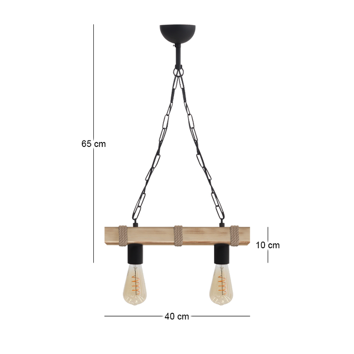 Φωτιστικό οροφής Vero E27 ξύλινο δίφωτο χρώμα φυσικό 40x8x65εκ.