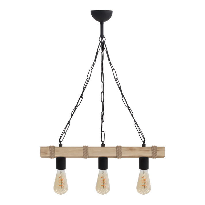 Φωτιστικό οροφής Vero E27 ξύλινο τρίφωτο χρώμα φυσικό 50x8x65εκ.