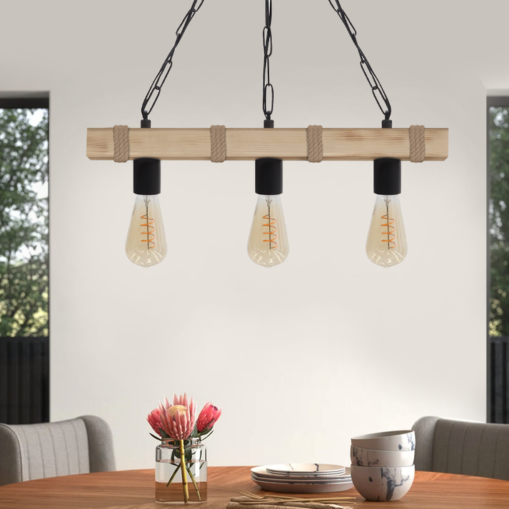 Φωτιστικό οροφής Vero E27 ξύλινο τρίφωτο χρώμα φυσικό 50x8x65εκ.